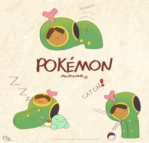 AJ in his cute Caterpie bag. Just some fun doodles for the up coming ...
