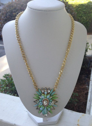 Blue, Green, and Gold Bold Statement Necklace..only $28!!