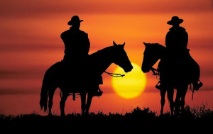 cowboy silhouette | Cowboy Riding Off into the Sunset: Fargo Express ...