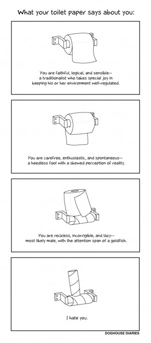 Toilet paper personality test