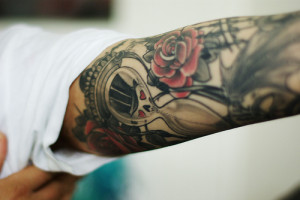 Full Sleeve Rose Tattoo