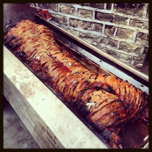 The Hog Roast is accompanied on a fresh white muffin with delicious ...