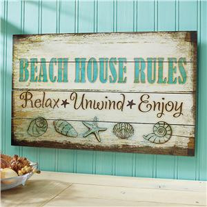 Beach House Rules Wooden Plaque – Decorative Accents | Lillian ...