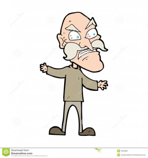 Old Man Cartoon Angry Lonely