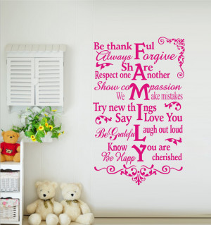 Size House Rules Be Thankful Always Forgive..Romantic Family Quotes ...