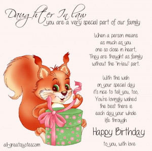 Free Birthday Cards For Daughter In Law You are a very special part of ...