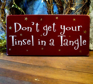 Christmas Sign Wood Tinsel in a Tangle