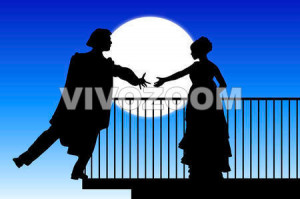 silhouette of Romeo and Juliet balcony scene-33312254