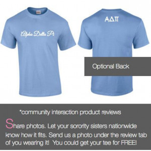 14.98 Alpha Delta Pi T-shirt Style 2 features Greek words on front ...