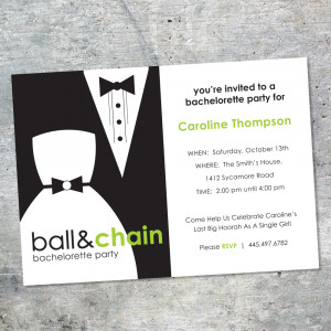 Ball & Chain - Bachelorette Party Invitation In Green by Gifted Labels