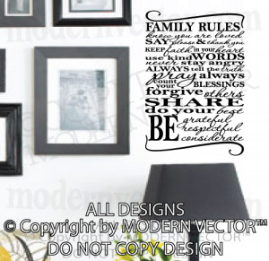 Details about Family Rules Love Blessings Quote Vinyl Wall Decal ...