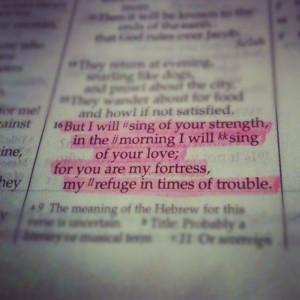Psalm 59:16 Highlighted Bible Page