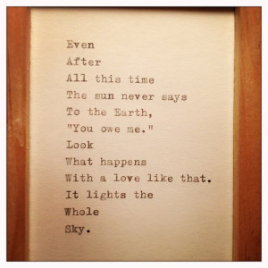 Hafiz Quote Typed on Typewriter and Framed