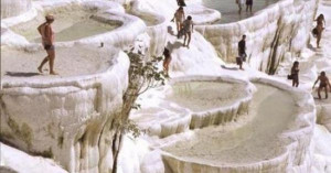 The natural rock pools in Pamukkale, Turkey