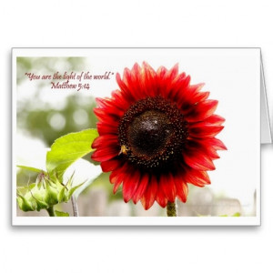Red Sunflower Card with Bible Verse