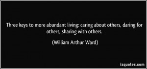 more abundant living: caring about others, daring for others, sharing ...