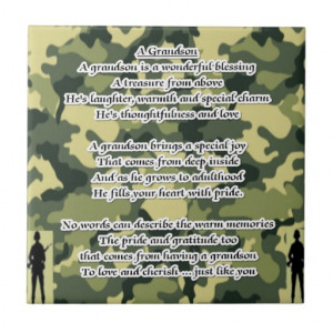 Grandson Poem Army Camouflage Tile