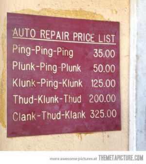 funny auto repair sign