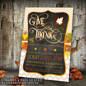 Modern Thanksgiving Invitations for Dinner or Get Together Gathering ...