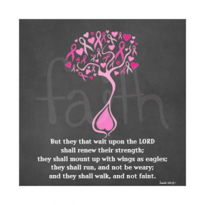 Breast Cancer Awareness Print with Bible Verse Stretched Canvas Prints