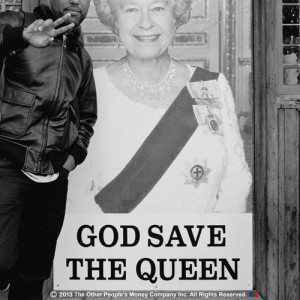 ... alongside Queen Elizabeth II with the caption 
