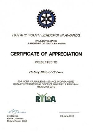 Youth Leader Appreciation Certificate