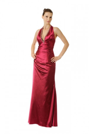 red satin pleated red junior bridesmaids dress