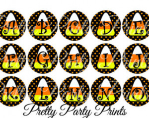 Instant Download Candy Corn Alphabe t 1 inch Round Circles for Bottle ...