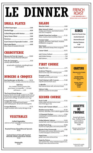 french restaurant menus in france