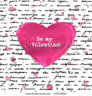 ... hearts and big watercolor heart. Valentines design. - stock vector