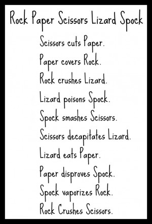 Rock paper scissors lizard spock