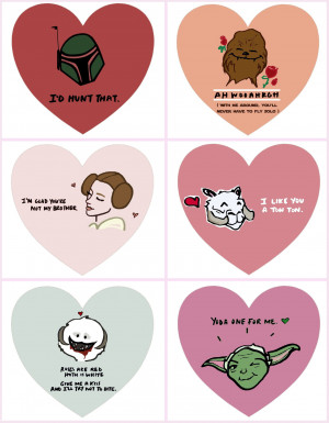 love star wars Princess Leia Boba Fett Chewbacca yoda valentines scifi ...