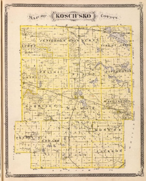 1875 indiana atlas map poster of kosciusko county plat land ownership