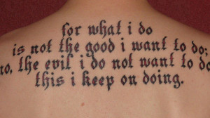 Upper Back Bible Scripture Tattoo