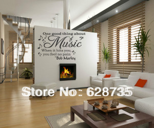 Music Makes You Feel No Pain -- Bob Marley wall quote vinyl decal art ...