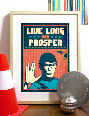 Star Trek Quote Spok Vulcan salute LIVE Long and PROSPER Poster Art ...