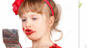 Little Funny Girl With Red Lipstick Stock Photo - Image: 23880370