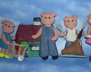 ... Cake Topper Nursery Rhyme Piggy Market Roast Beef Home Car Pig
