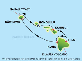 Pride of America - 7 Day Hawaii, Round-trip Honolulu itinerary map