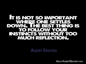 ... follow your instincts without too much reflection. - Albert Einstein