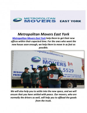 Metropolitan Movers East York - Get A Moving Quote