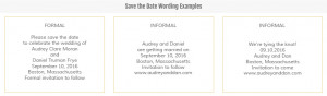Save The Date Wording Examples