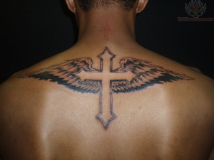 Angel Wings And Cross Tattoo
