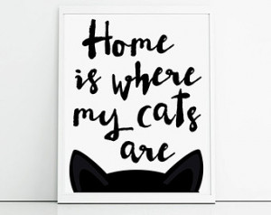 ... cat poster, new home gift for pet lover, crazy cat lady wall hanging