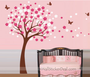 Cherry Blossom Tree with Butterfly Wall Sticker