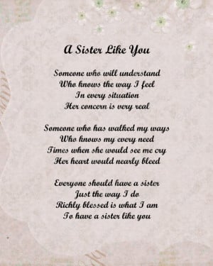 Sister Poem Love Poem Digital INSTANT DOWNLOAD - On Sale!!