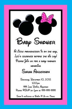Mickey and Minnie Mouse Inspired Baby Shower Invitation - Great for ...