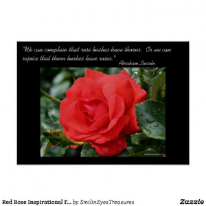 Red Rose Inspirational Flower Photo Poster Print