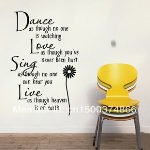Free shipping wall stickers quotes and sayings Dance Love Sing Live ...