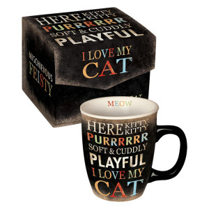 Love My Cat Sayings Stoneware Coffee Mug
